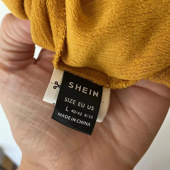 SHEIN V Neck Knot Knotted Strap Flowy Mustard Yellow Tank Top Size L - Picture 8 of 9